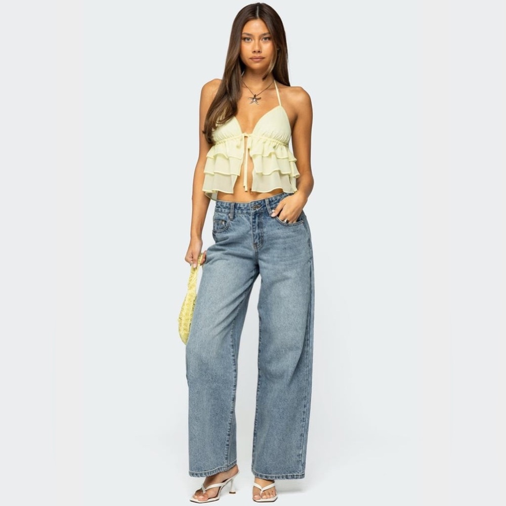 EDIKTED $80 ERY WIDE LEG MID RISE JEANS